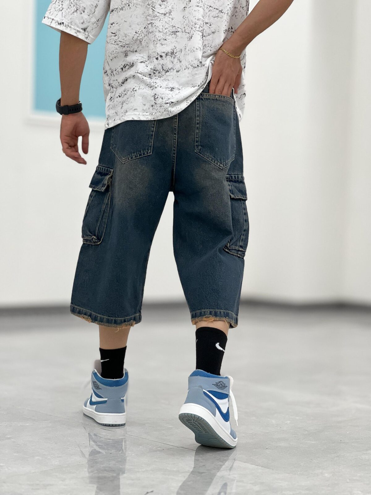 شلوارک کارگو جین Sh00003 - Image 6