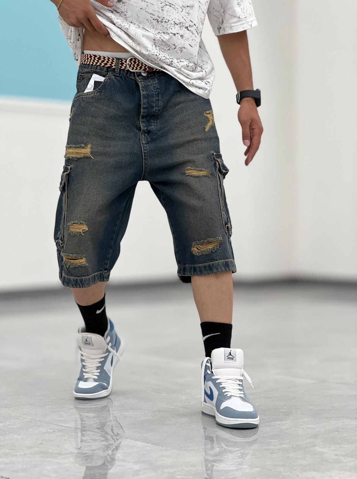 شلوارک کارگو جین Sh00003 - Image 11