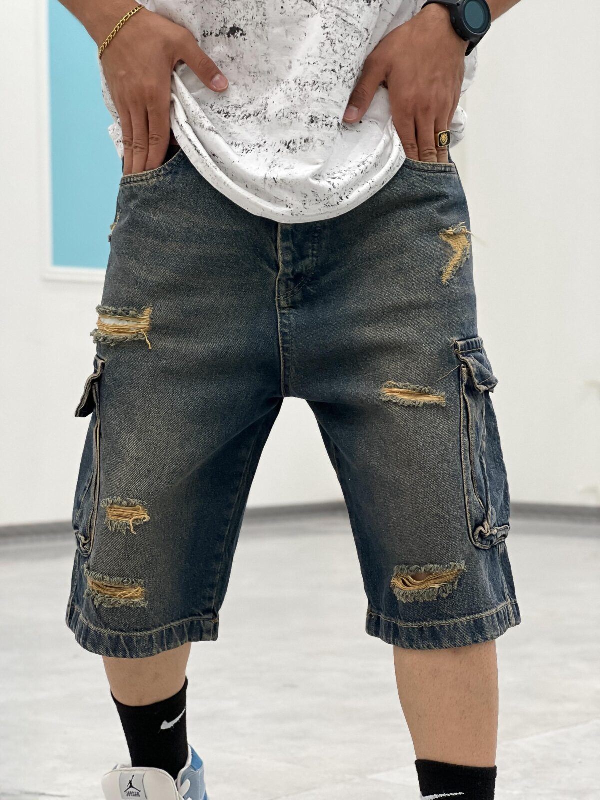 شلوارک کارگو جین Sh00003 - Image 13