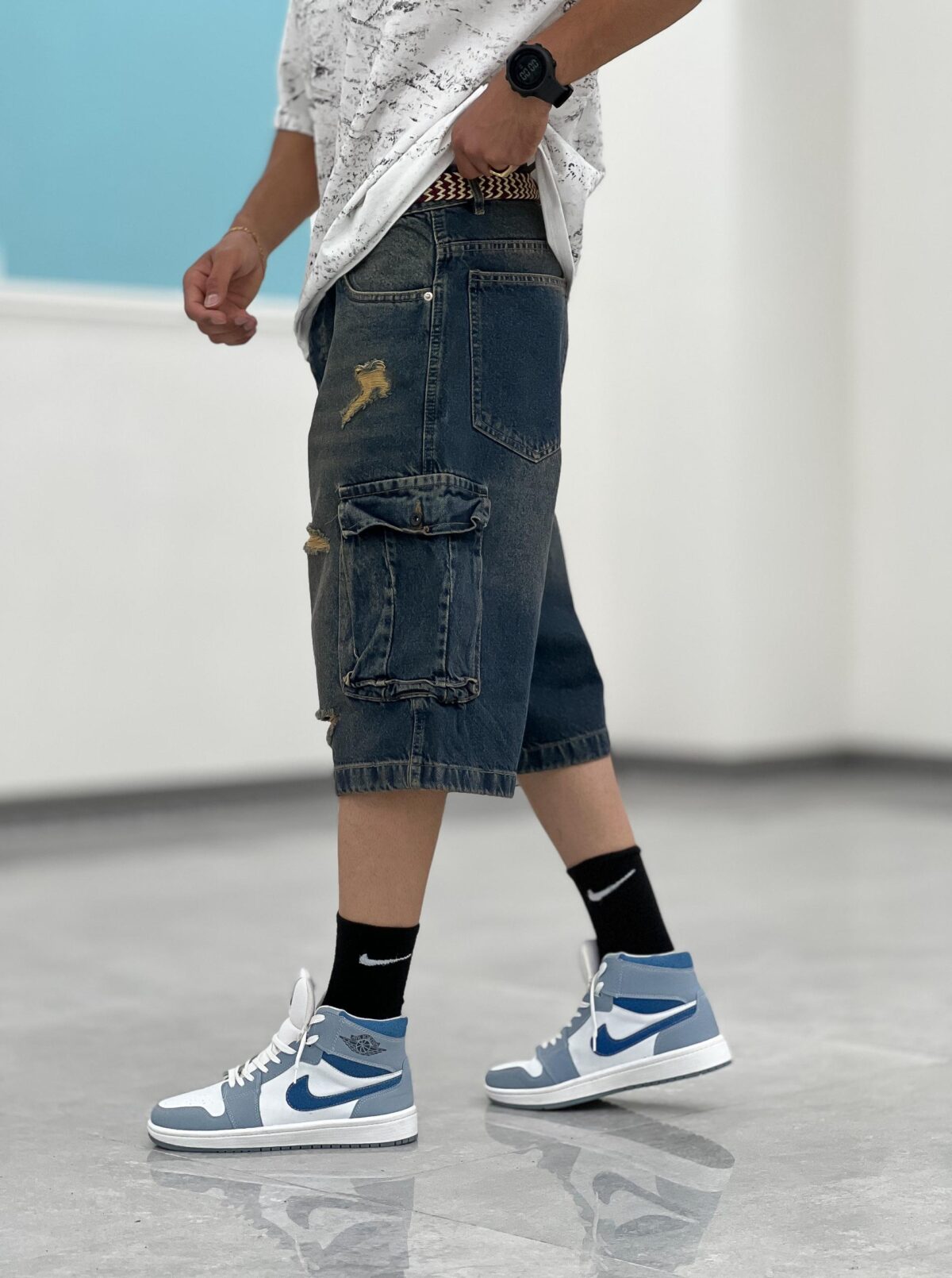 شلوارک کارگو جین Sh00003 - Image 4