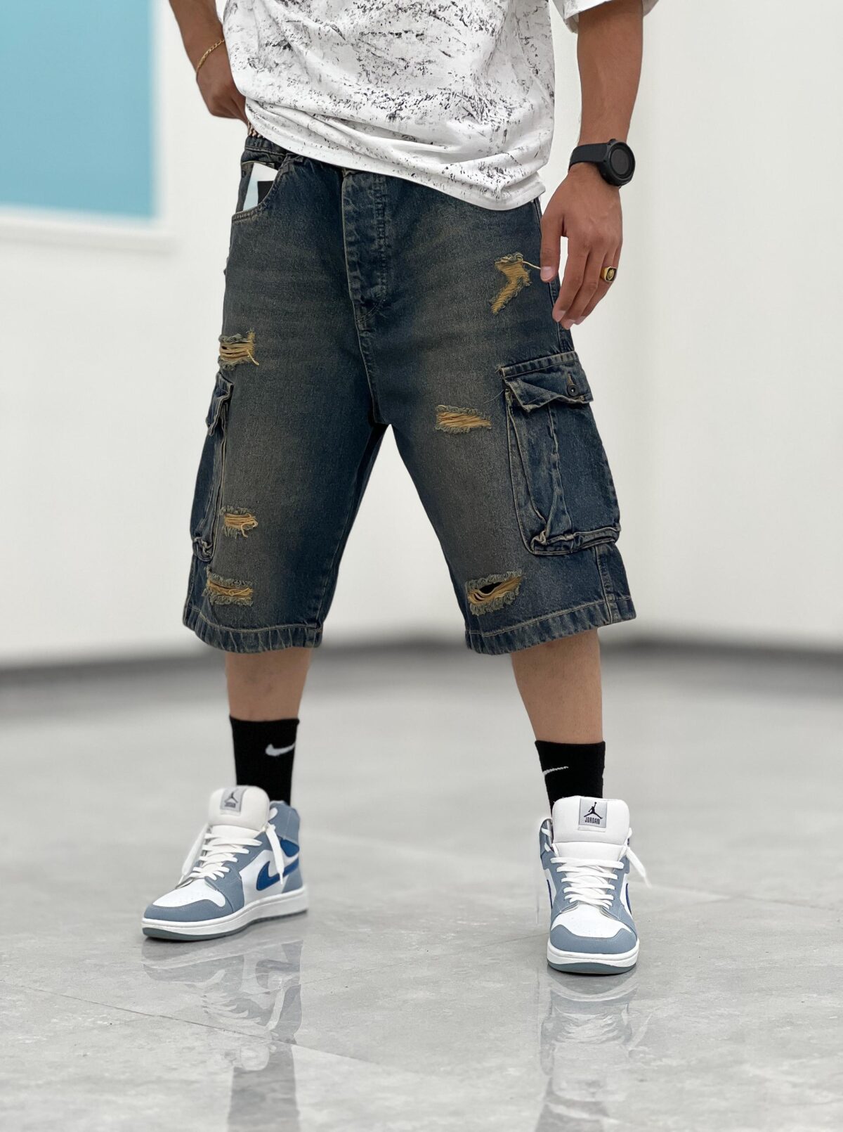 شلوارک کارگو جین Sh00003 - Image 14