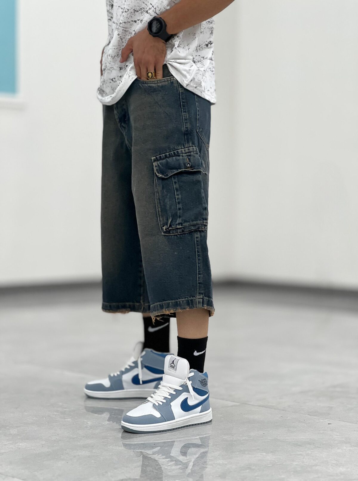 شلوارک کارگو جین Sh00003 - Image 17