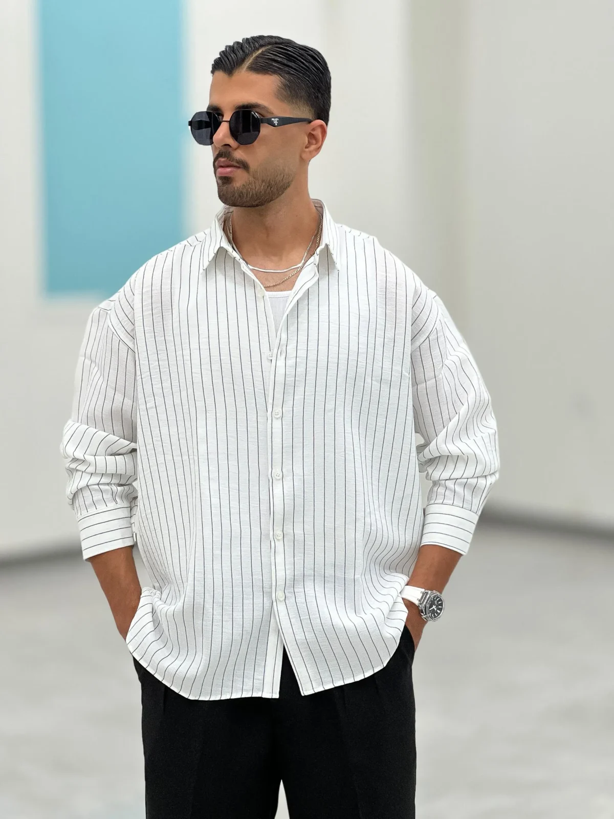 پیراهن راه راه P00015 - Image 2