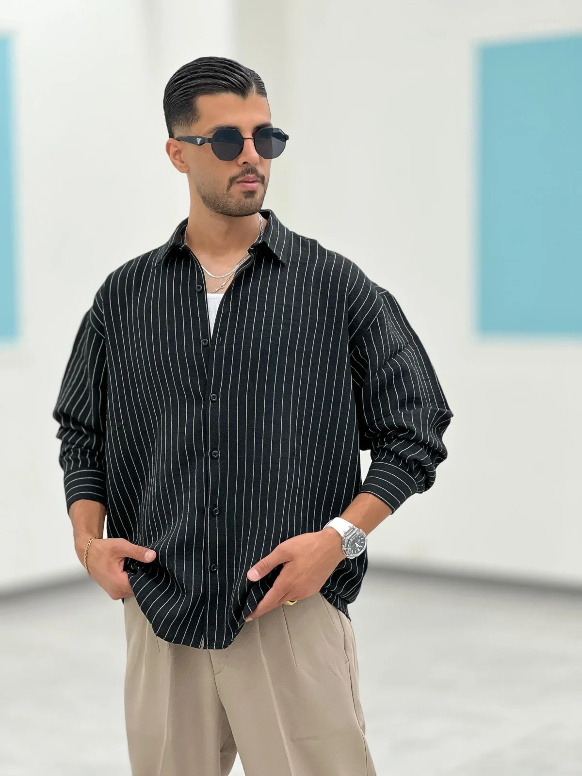 پیراهن راه راه P00015 - Image 3