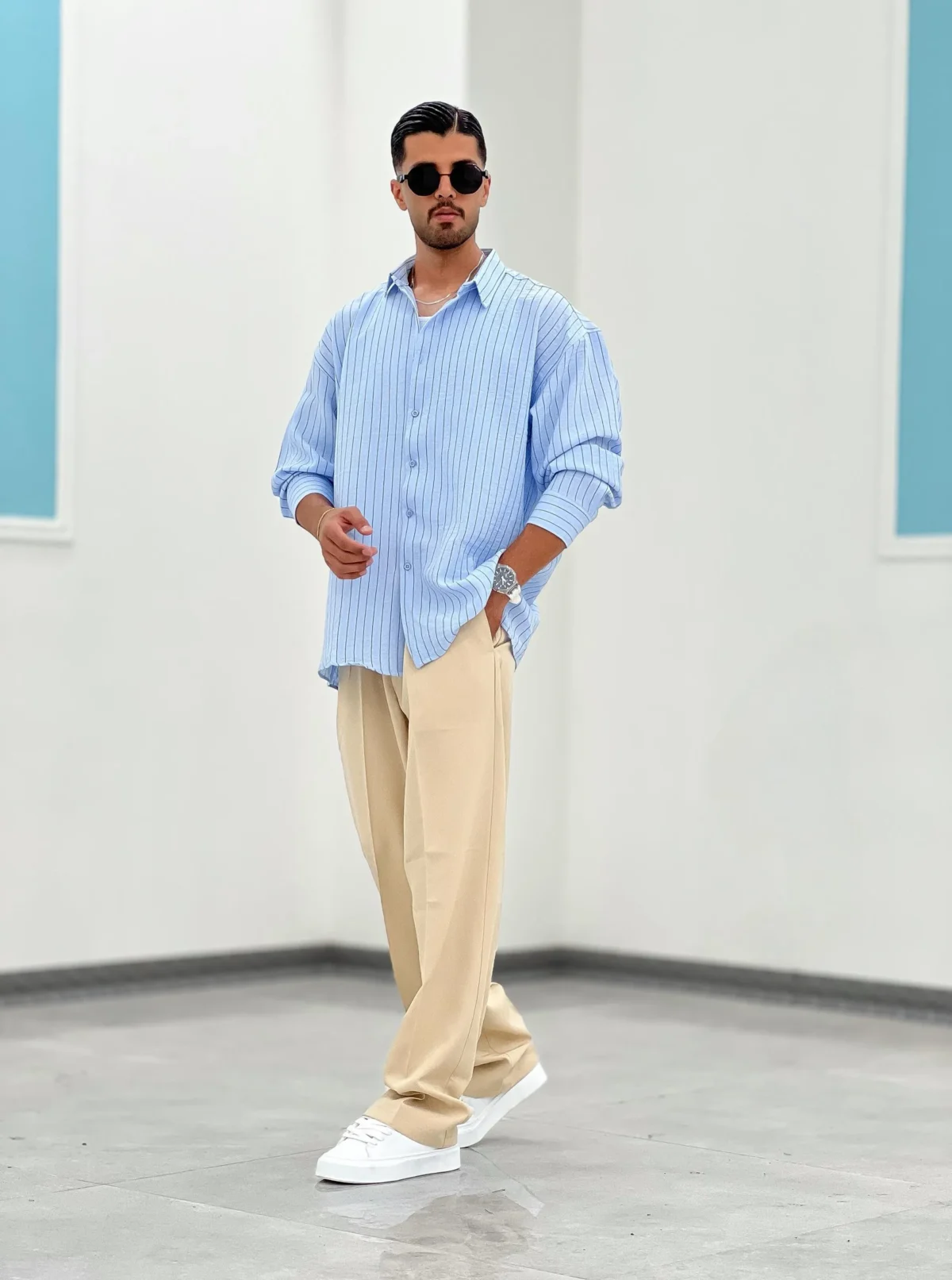 پیراهن راه راه P00015 - Image 8