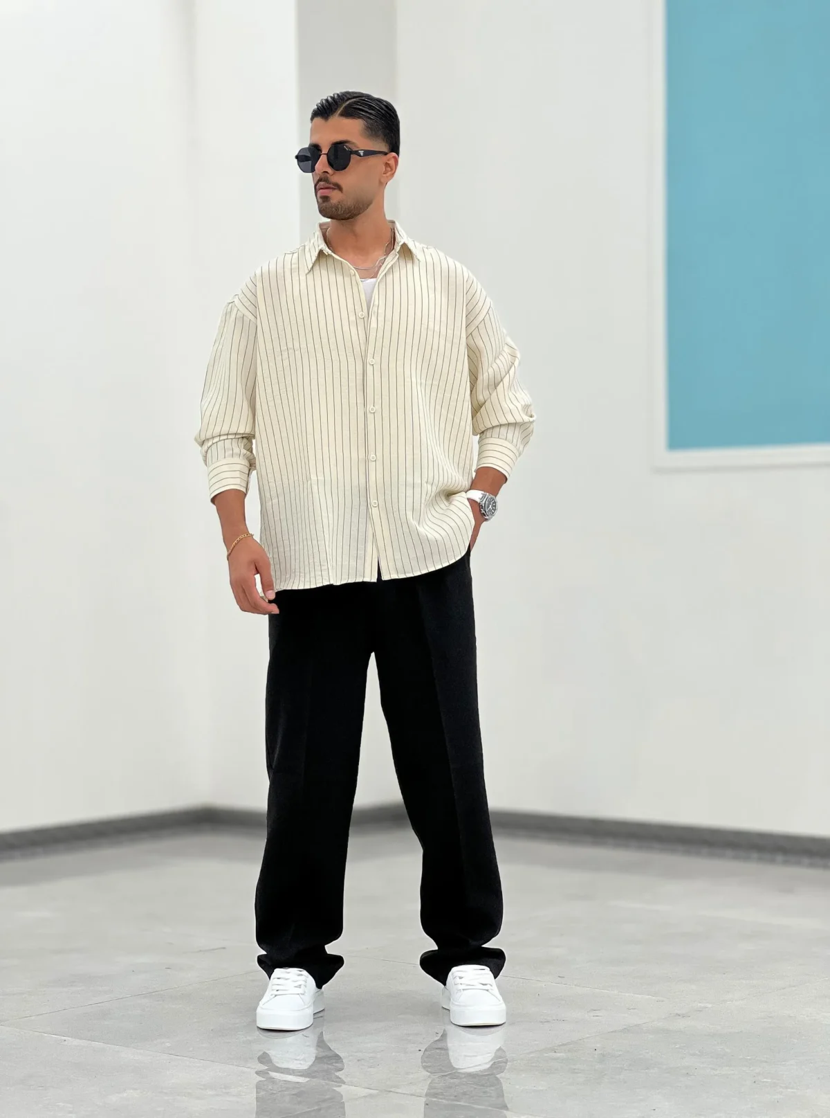 پیراهن راه راه P00015 - Image 4