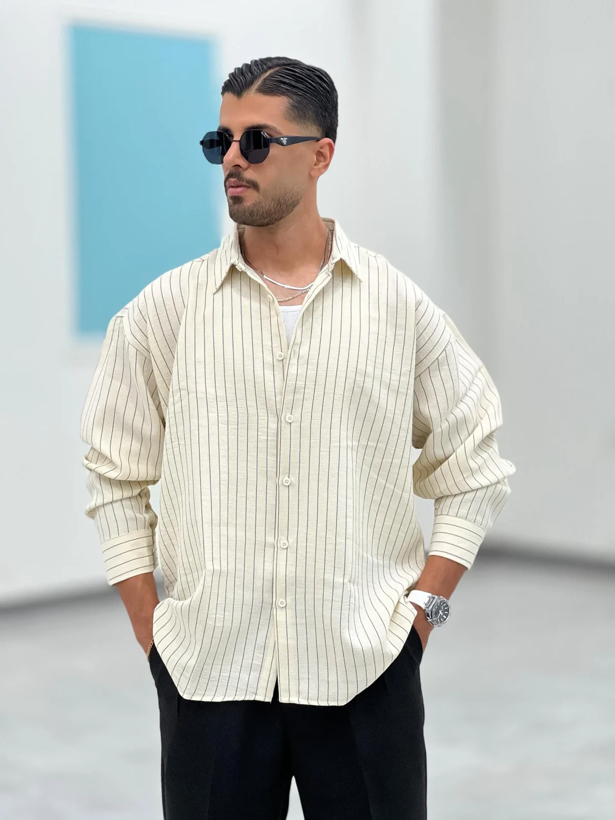 پیراهن راه راه P00015 - Image 7